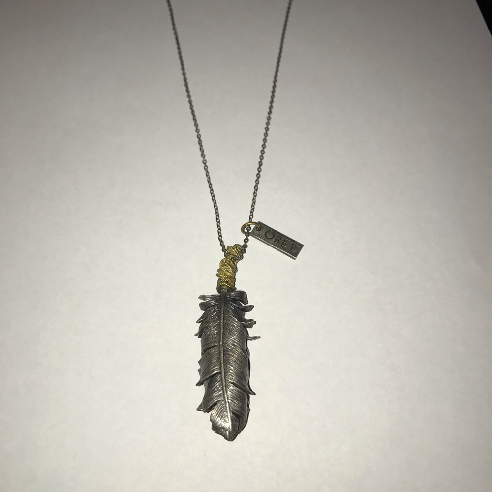 OBEY Two Feather Boho Necklace